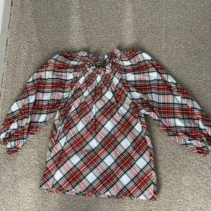 J Crew Plaid Long Sleeve Top